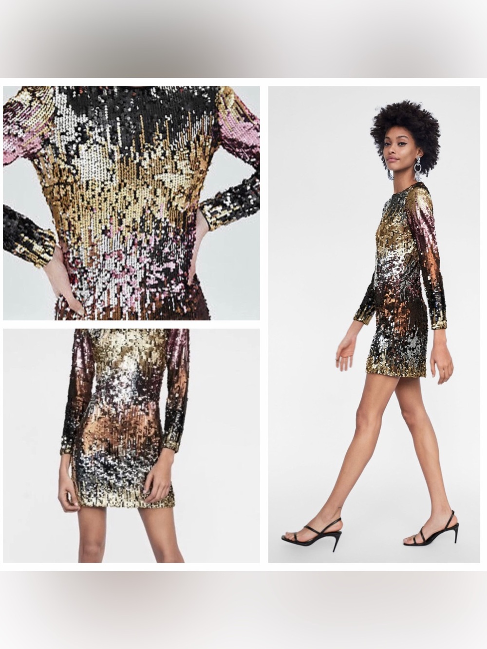 Zara TRF Collection Multicolored Sequin Mini Dress